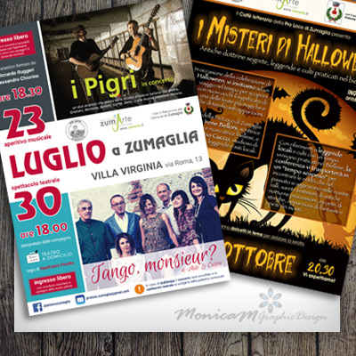 Realizzazione locandine per promozione eventi culturali/musicali ProLoco Zumaglia.